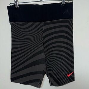 Nike Black and Gray Bike Shorts with Red Swoosh